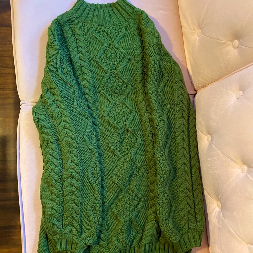 Hunter Green Oversized Knit Sweater Dress